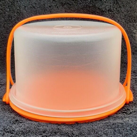 Tupperware Toys Mini Cake Carrier Cupcake Taker 5.5" D Orange RARE VTG 1980’s - Picture 2 of 6